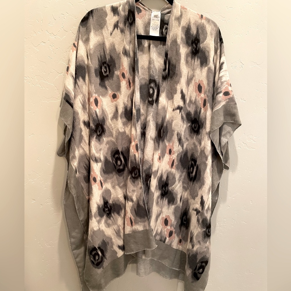 Super Soft Poncho Scarf in gorgeous grays, blush pink and black
